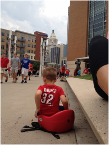 Booster seat outside Great american ballpark